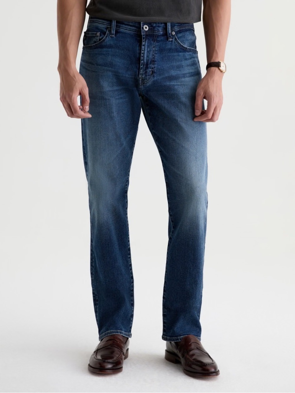 AG Adriano Goldschmied Men's Straight-Leg Dark Blue Jeans 36x34